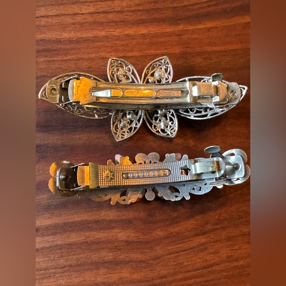 Vintage  Pink and Yellow Hair Clip Barrettes - Picture 5 of 7